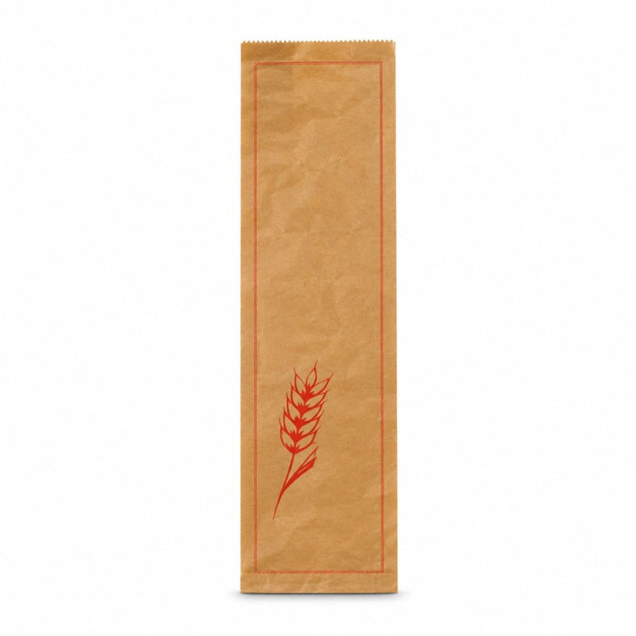 Sac à pain papier kraft brun décor rouge  190x70mm H590mm-1000Pcs