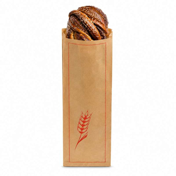 Sac à baguette en papier kraft brun décor rouge 180x70mm H610mm - 500Pcs