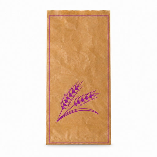 Sac à pain papier kraft brun décor violet  240x110mm H490mm-1000Pcs