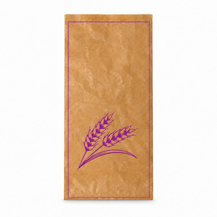Sac à pain papier kraft brun décor violet  240x110mm H490mm-1000Pcs