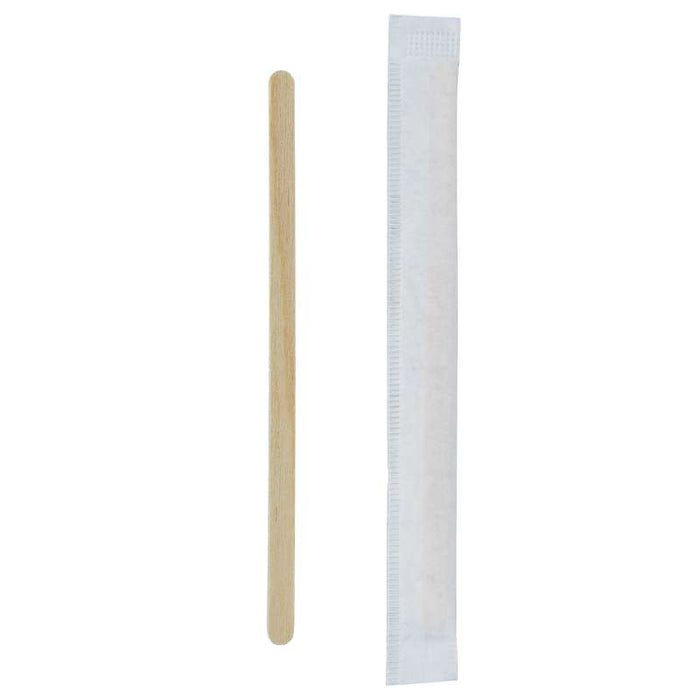 Agitateur à café en bois sous sachet individuel 110mm - 10000Pcs