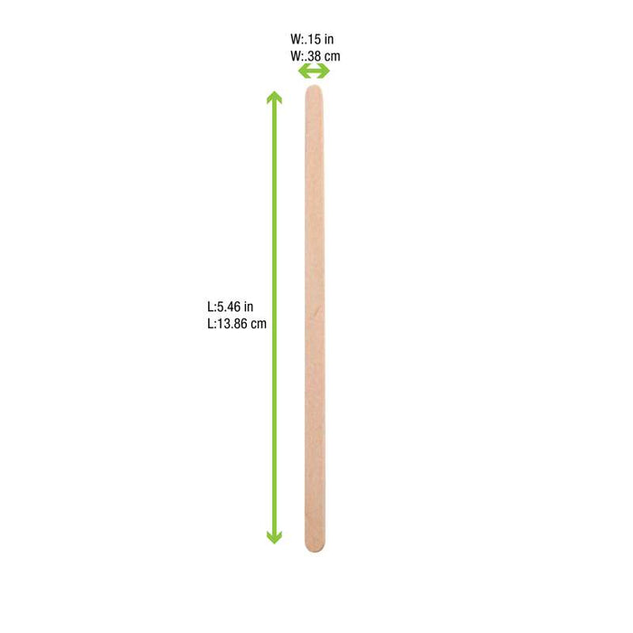 Spatule à café bois à bouts carrés  5x1mm H140mm-10000Pcs