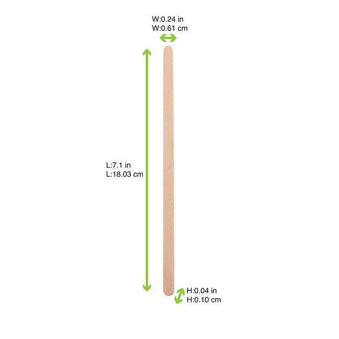 Spatule à café bois à bouts arrondis en boite distributrice  6 H176mm-10000Pcs