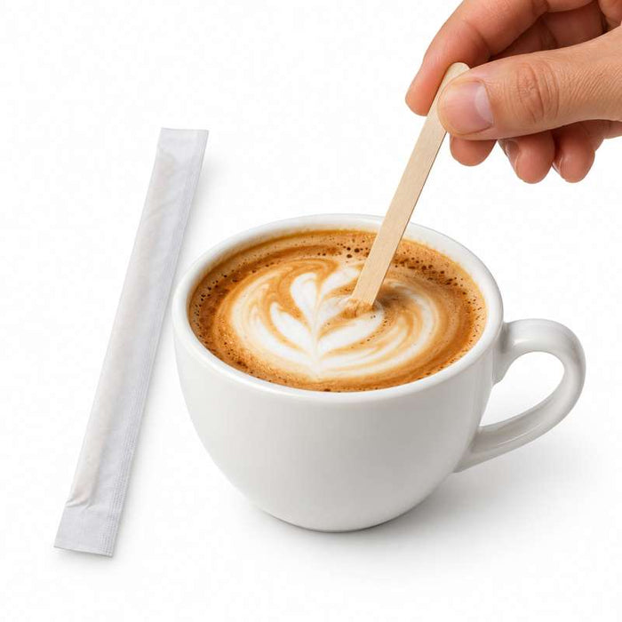 Agitateur à café en bois sous sachet individuel 140mm - 10000Pcs