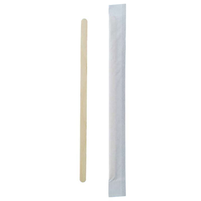 Agitateur à café en bois sous sachet individuel 140mm - 10000Pcs
