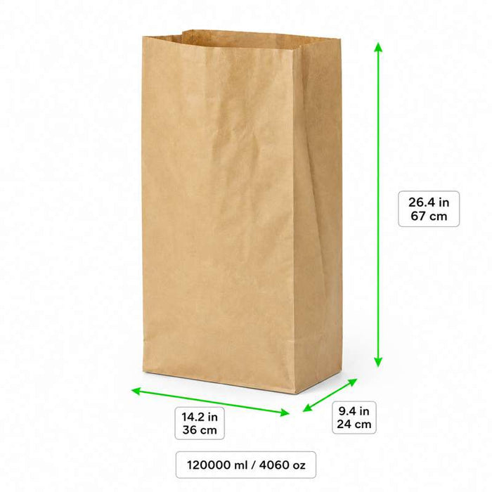 Sac poubelle papier kraft 2 feuilles type  60L  360x240mm H670mm 120000ml-50Pcs