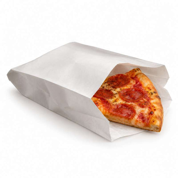 Sac papier laminé blanc pour part de pizza  170x60mm H280mm-500Pcs