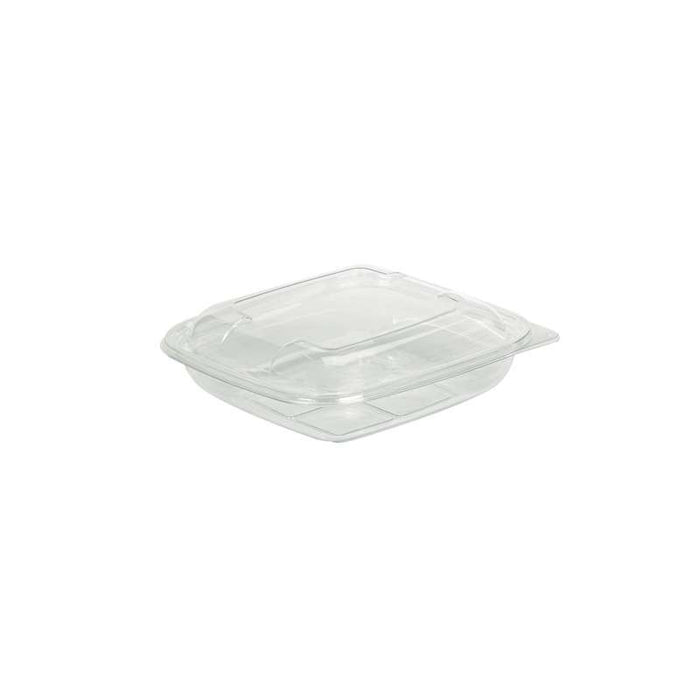 Saladier plat carré transparent en PET avec couvercle 190x190mm H45mm 750ml - 150Pcs