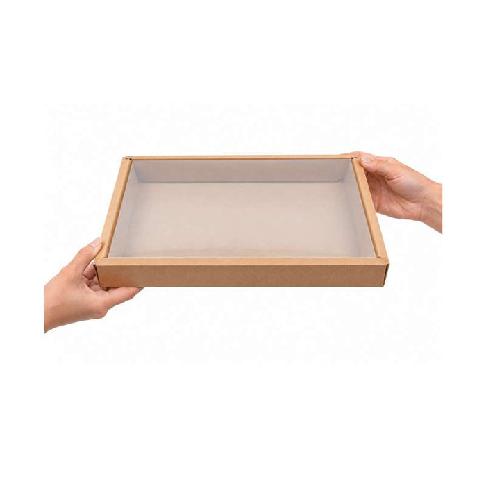 Combo boîte kraft sushi avec couvercle PET 310x215mm H35mm-50Pcs