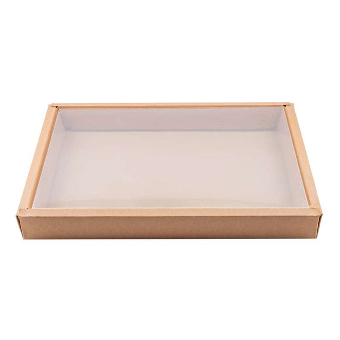 Combo boîte kraft sushi avec couvercle PET 310x215mm H35mm-50Pcs