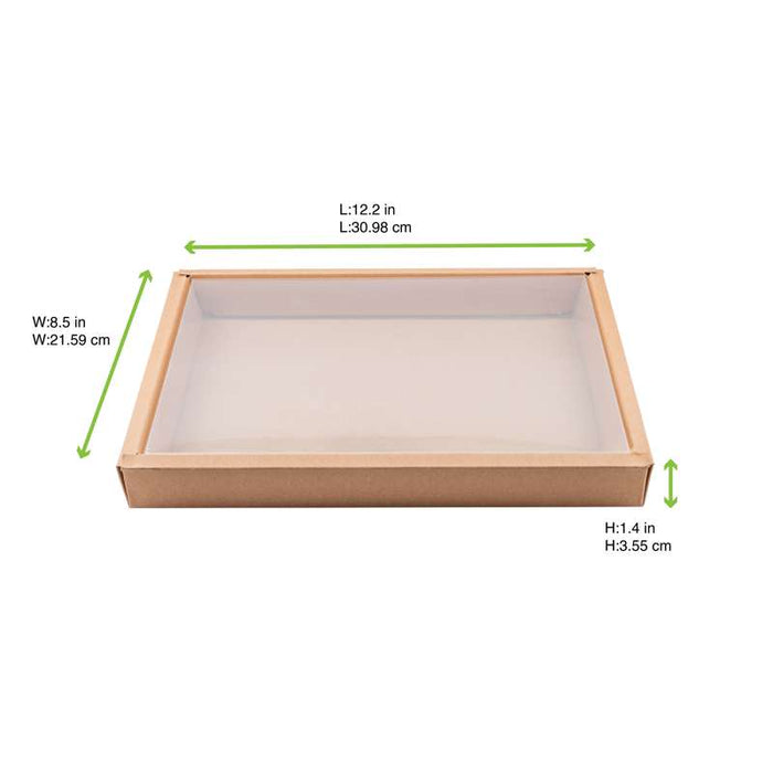 Combo boîte kraft sushi avec couvercle PET 310x215mm H35mm-50Pcs