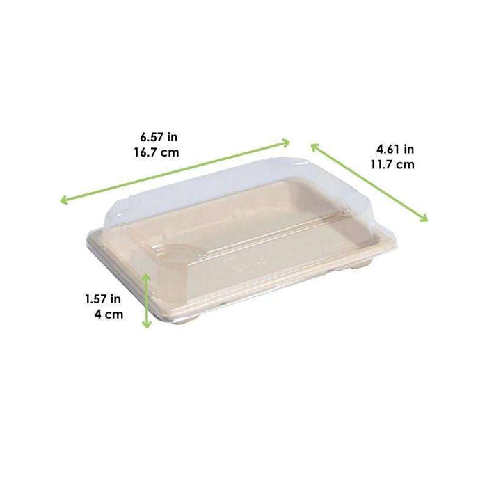 Barquette pulpe avec couvercle PS transparent "Itto"  167x117mm H40mm-200Pcs