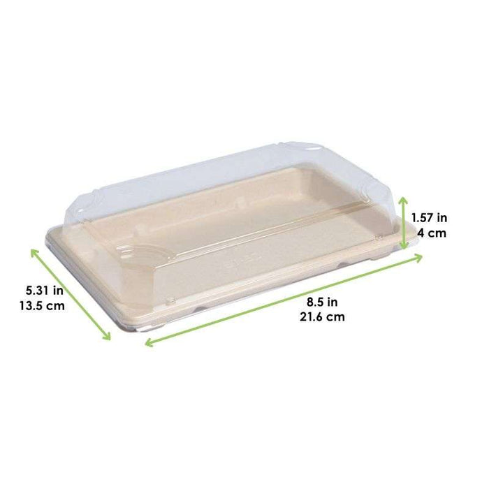 Barquette pulpe avec couvercle PS transparent "Itto"  216x135mm H40mm-200Pcs