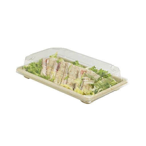 Barquette pulpe avec couvercle PS transparent "Itto"  216x135mm H40mm-200Pcs