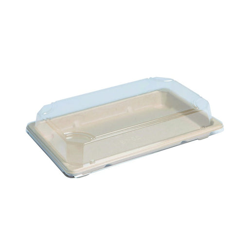 Barquette pulpe avec couvercle PS transparent "Itto"  216x135mm H40mm-200Pcs