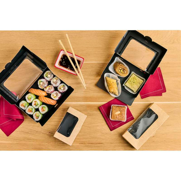 Boîte sushi avec fenêtre antibuée pour 12-14 pieces 179x106mm H40mm-200Pcs