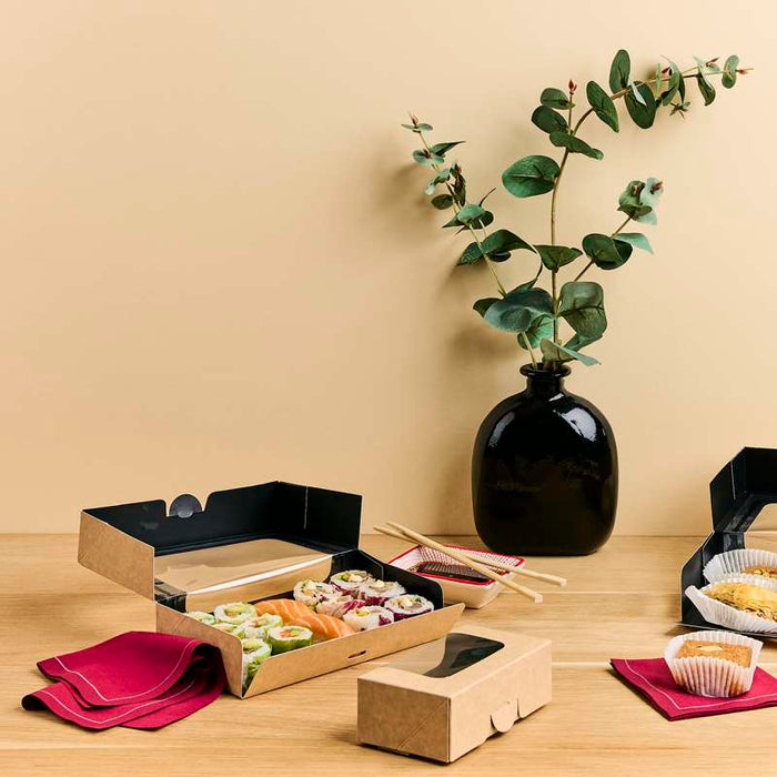 Boîte sushi avec fenêtre antibuée pour 12-14 pieces 179x106mm H40mm-200Pcs