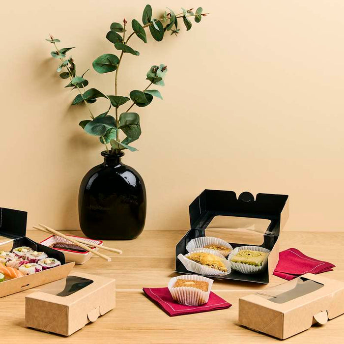 Boîte sushi avec fenêtre antibuée pour 12-14 pieces 179x106mm H40mm-200Pcs