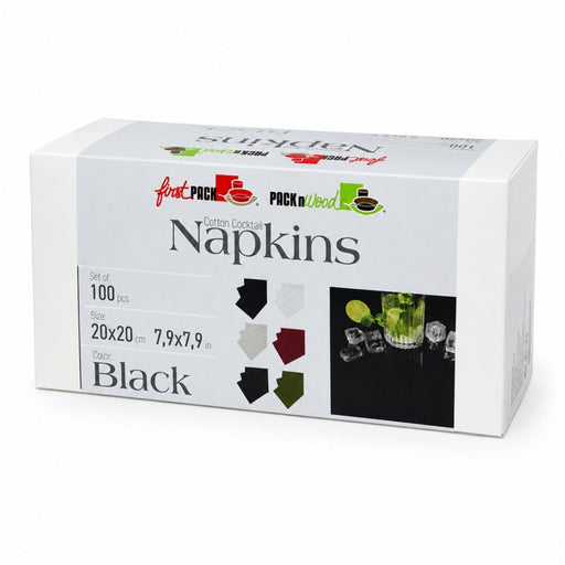 Serviette cocktail coton noir  200x195mm-200Pcs