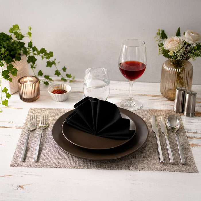 Serviette de table noire en coton 400x400mm - 100Pcs