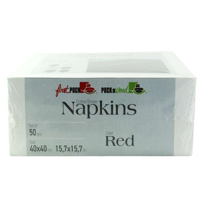 Serviette de table rouge en coton 400x400mm - 100Pcs