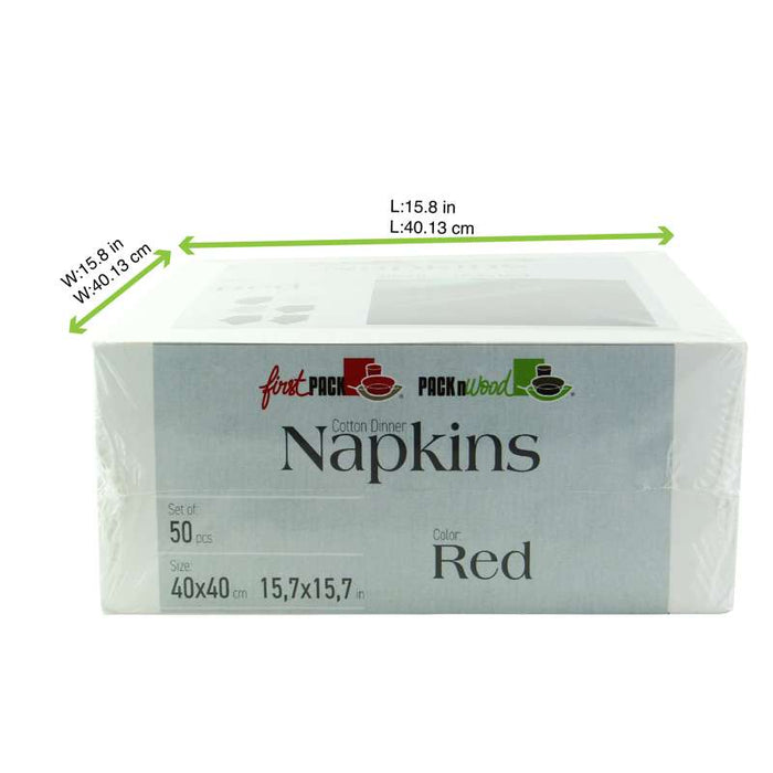 Serviette de table rouge en coton 400x400mm - 100Pcs