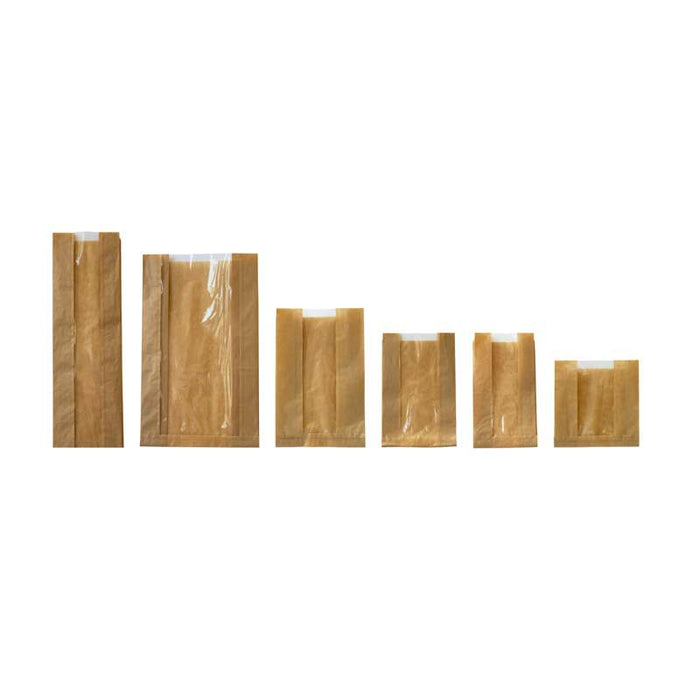 Sac papier kraft brun à fenêtre 120x50mm H220mm-1000Pcs