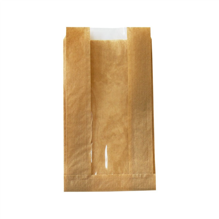 Sac papier kraft brun à fenêtre 120x50mm H220mm-1000Pcs