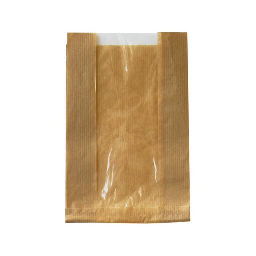 Sac papier kraft brun à fenêtre 60x180mm H220mm-1000Pcs