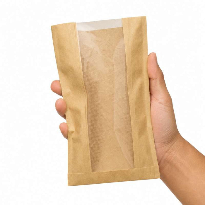 Sac papier kraft brun à fenêtre microperforée 220x110mm H350mm-1000Pcs