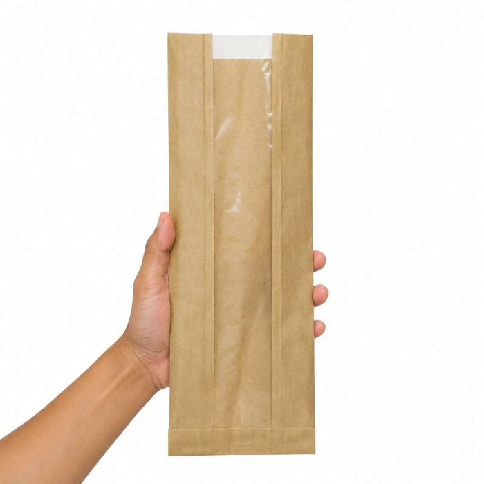 Sac papier kraft brun à fenêtre microperforée 140x70mm H440mm-1000Pcs