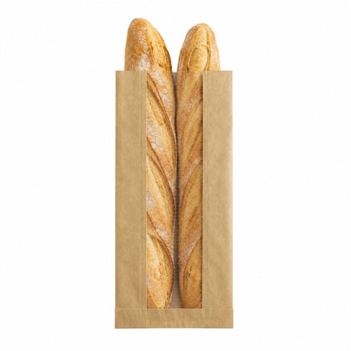 Sac papier kraft brun à fenêtre microperforée 140x70mm H440mm-1000Pcs
