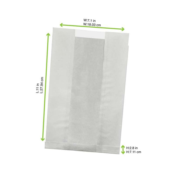 Sac blanc ingraissable en papier kraft à fenêtre plastique PP 280x180mm H80mm-1000Pcs