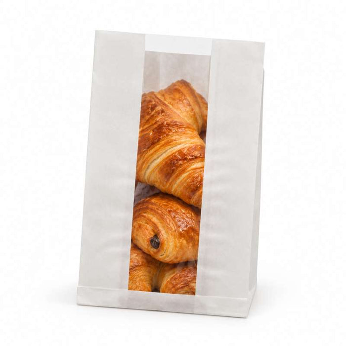 Sac blanc ingraissable en papier kraft à fenêtre plastique PP 280x180mm H80mm-1000Pcs
