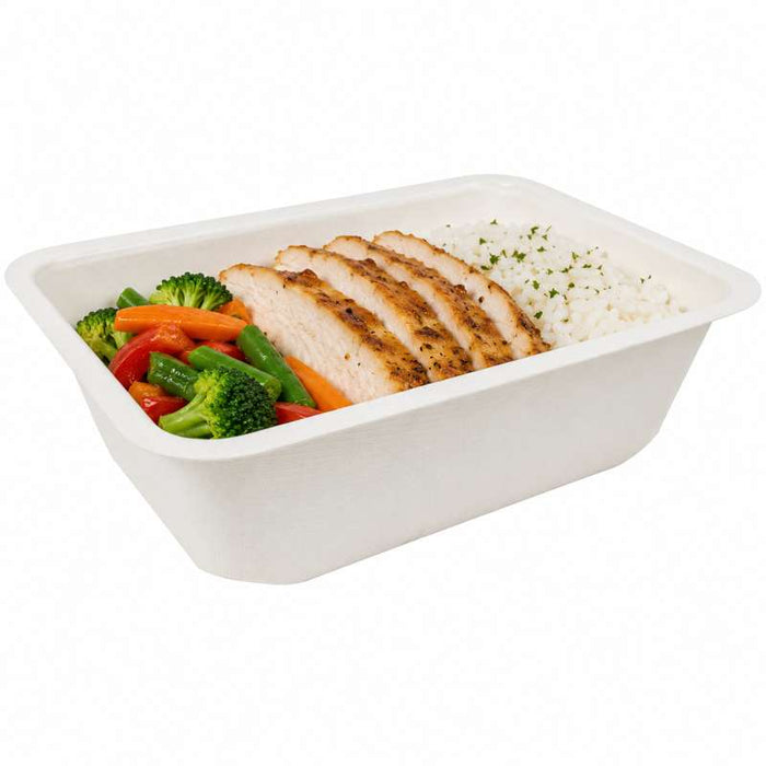 Barquette scellable pulpe laminée PLA  190x137mm H55mm 950ml-400Pcs