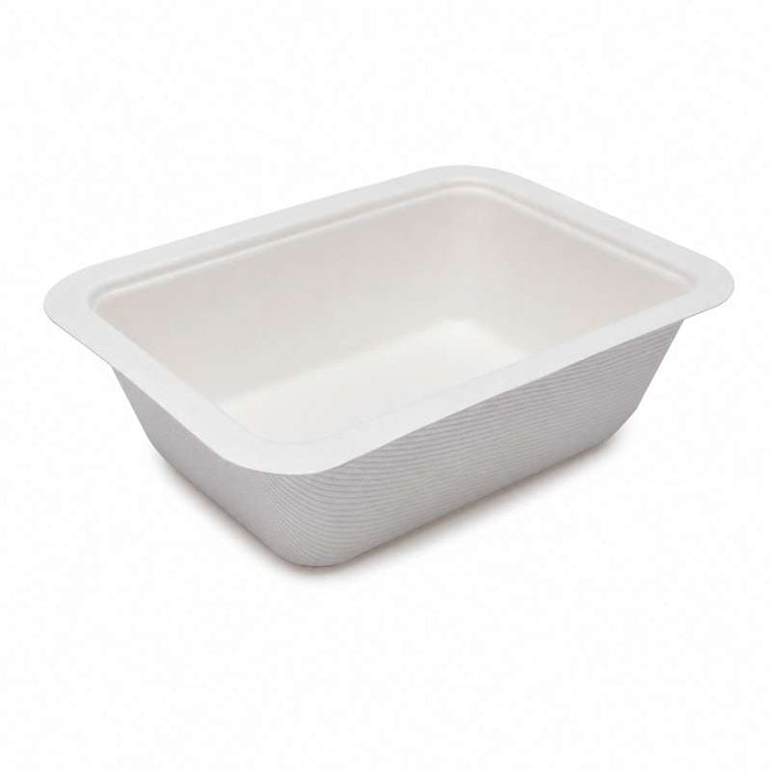 Barquette pulpe blanche scellable laminée PLA 137x95mm H45mm 375ml - 600Pcs