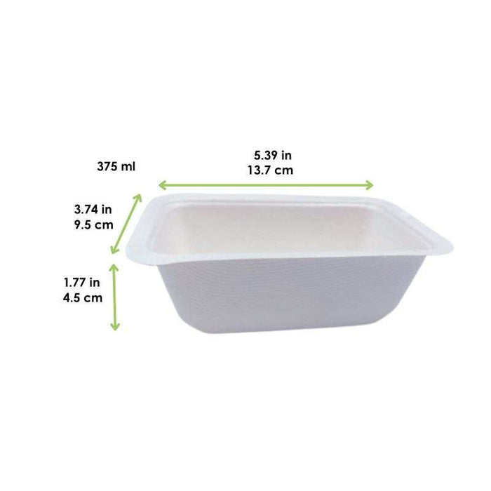 Barquette pulpe blanche scellable laminée PLA 137x95mm H45mm 375ml - 600Pcs