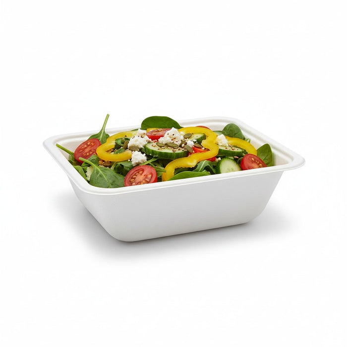 Barquette scellable pulpe laminée PLA  137x95mm H45mm 375ml-600Pcs