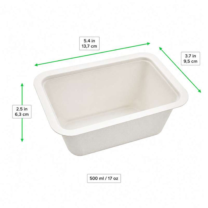 Barquette scellable pulpe laminée PLA  137x95mm H63mm 500ml-600Pcs