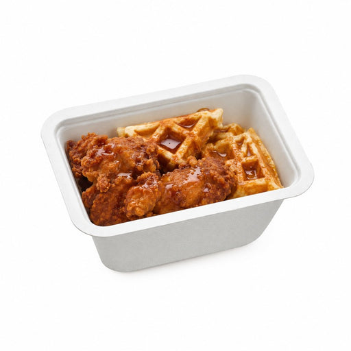 Barquette scellable pulpe laminée PLA  137x95mm H63mm 500ml-600Pcs