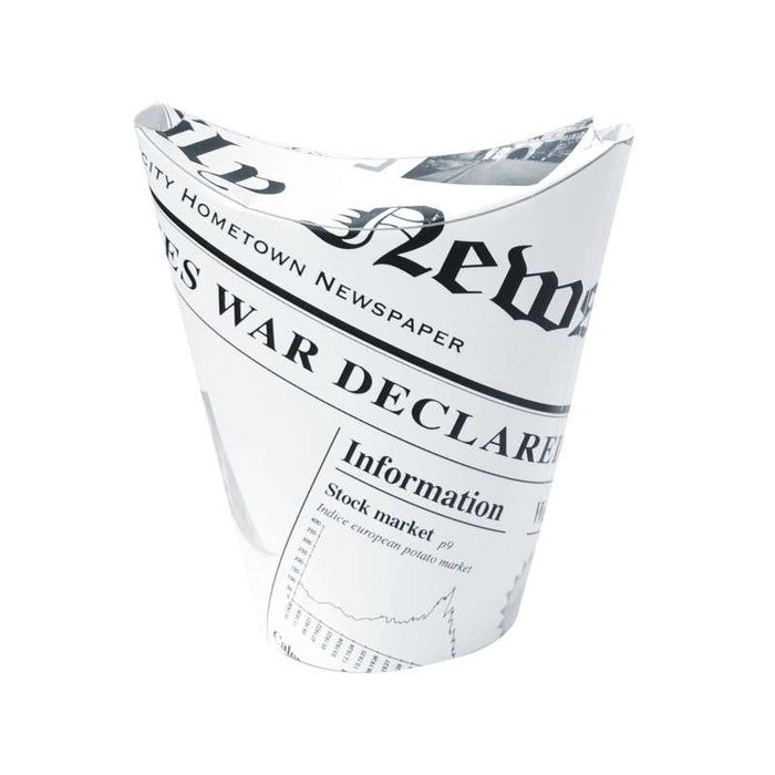 Gobelet snack refermable perforé carton blanc décor journal   H118mm 270ml-1000Pcs