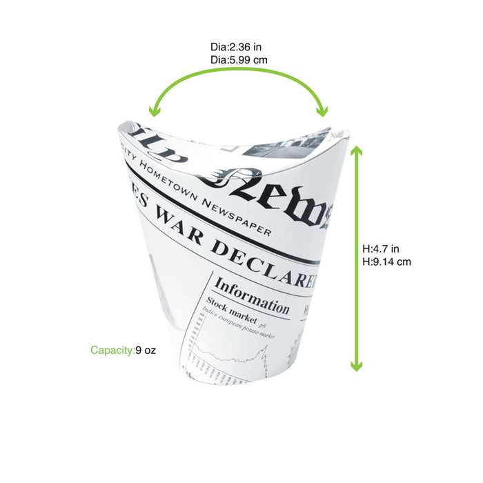 Gobelet snack refermable perforé carton blanc décor journal   H118mm 270ml-1000Pcs