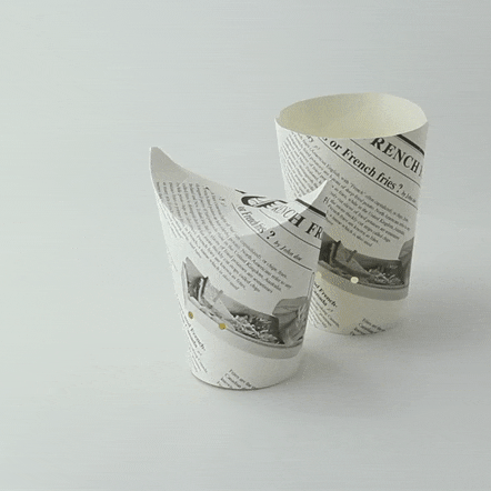 Gobelet snack refermable perforé carton blanc décor journal   H118mm 270ml-1000Pcs