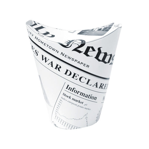Gobelet snack refermable perforé carton blanc décor journal   H118mm 270ml-1000Pcs
