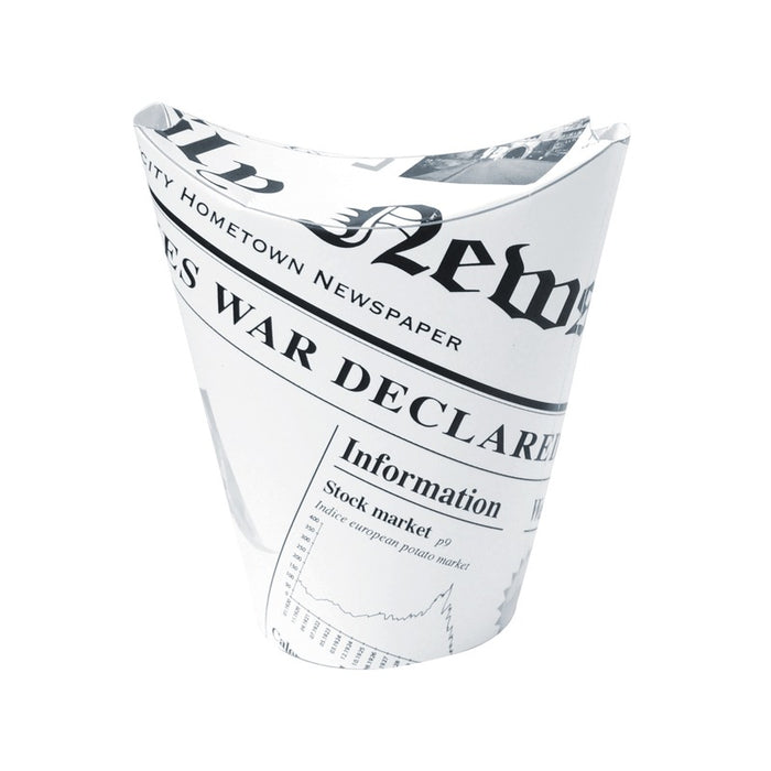 Gobelet snack refermable perforé carton blanc décor journal   H118mm 270ml-1000Pcs