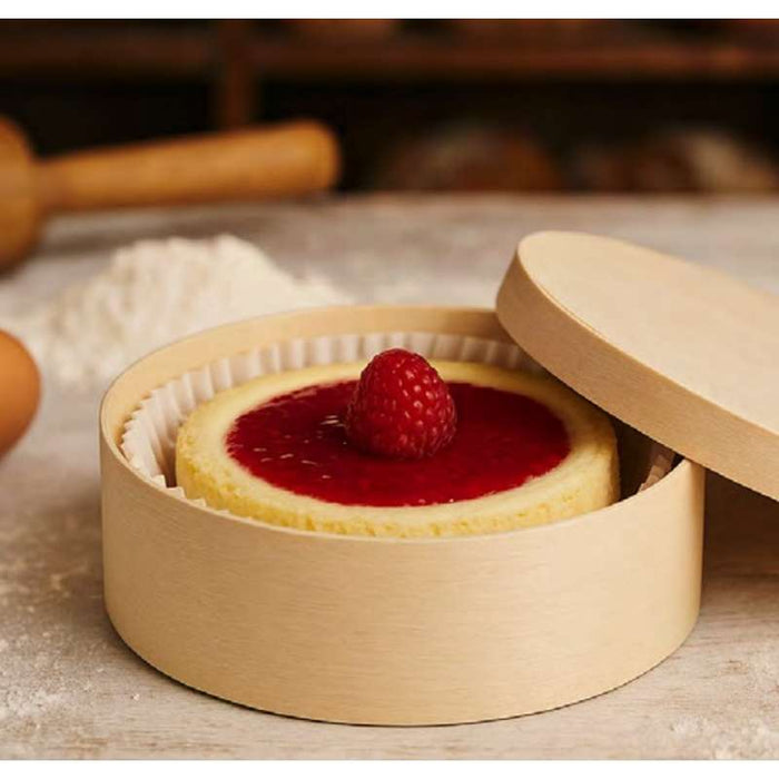 Boîte ronde bois FSC mix + papier ing - cuisson four  H42mm 200ml-120Pcs