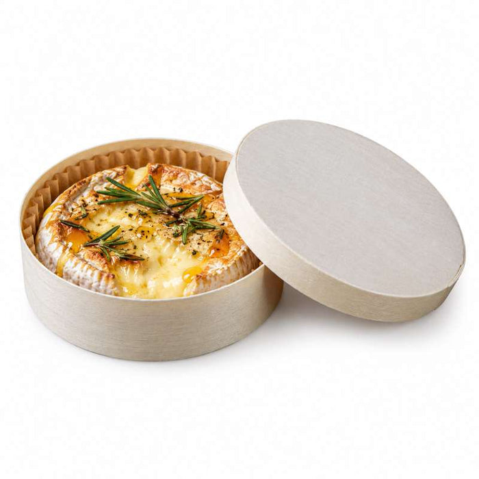 Boîte ronde bois FSC mix + papier ing - cuisson four  H40mm 350ml-60Pcs