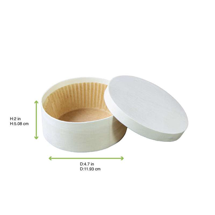 Boîte ronde en bois avec papier ingraissable pour cuisson au four  H50mm-60Pcs
