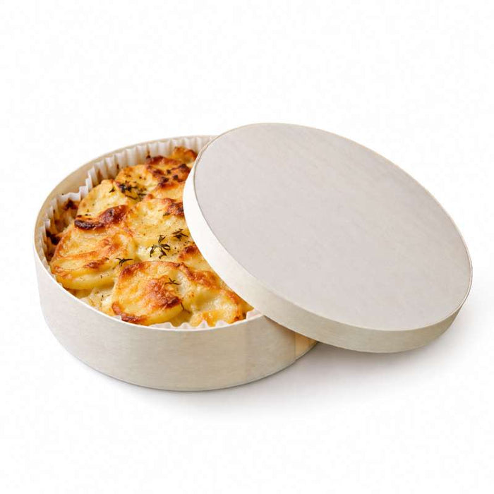 Boîte ronde bois FSC mix + papier ing - cuisson four  H42mm 600ml-60Pcs