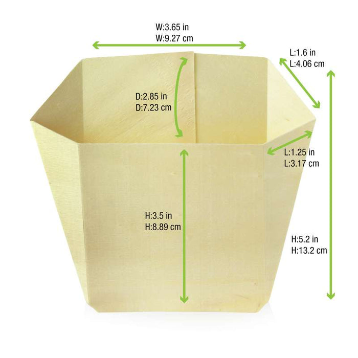 Cornet à frites en bois 128x40mm H130mm - 200Pcs